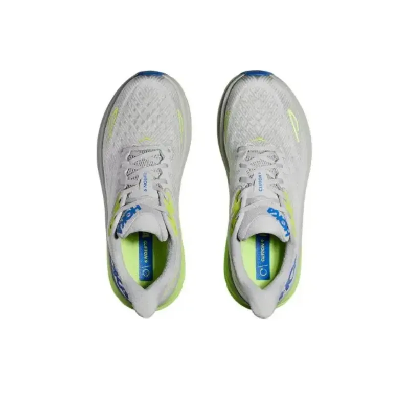 HOKA ONE ONE Clifton 9 Anti-Slip Wear-Resistant Low-Top Running Shoes Men's Gray Green Blue-2