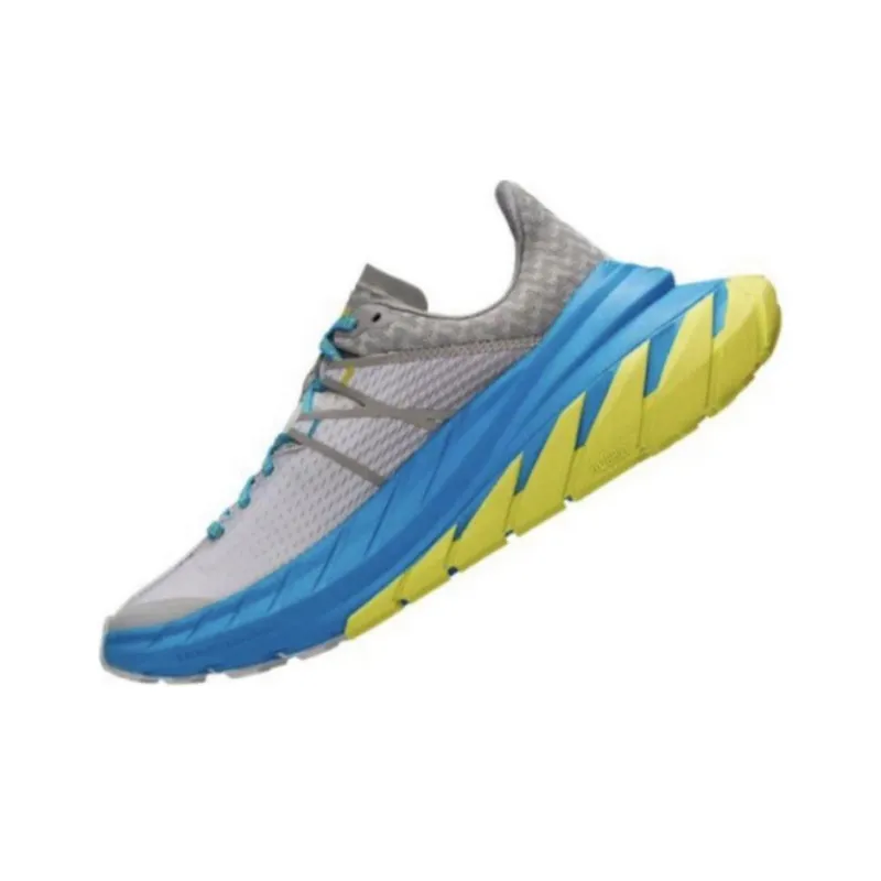 HOKA ONE ONE Tennine Cushioning Breathable Rebound Low Top Running Shoes Men's Gray Blue-2