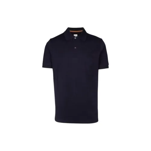 Paul Smith Art Stripe Series Polo Shirts Men Navy Blue