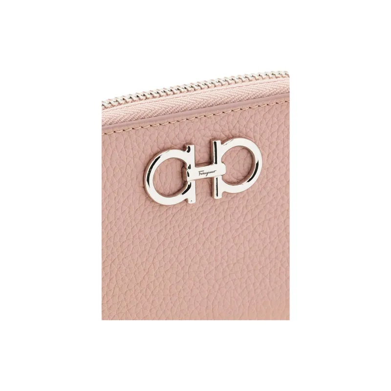 FERRAGAMO GANCINI Calfskin Card Holder Women's Blush Pink-4