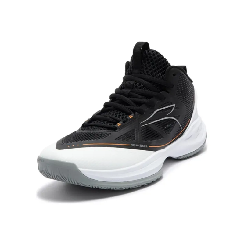 361° Cushioning, Wear Resistant Mid Top Basketball Shoes Men's Black White-1