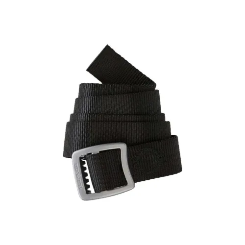 Patagonia Logo Design Smooth Buckle Compound Leather Belts Unisex Black
