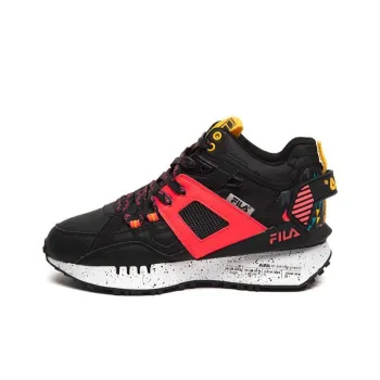 FILA Durable Breathable Low Top Running Shoes Women's Black Red