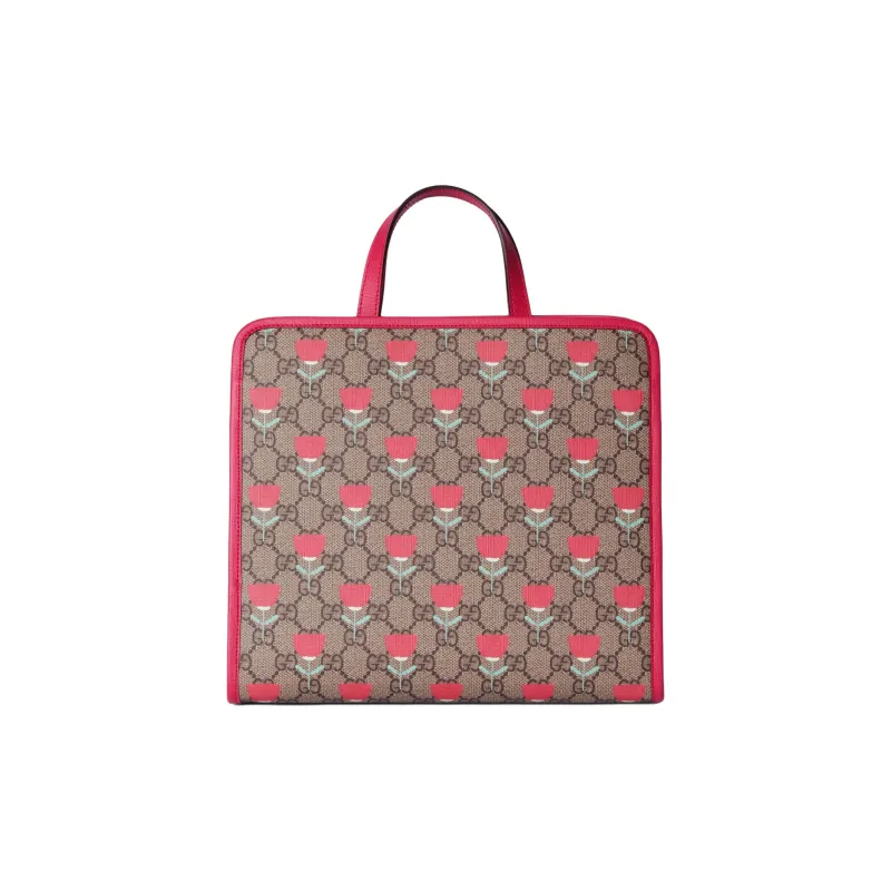 GUCCI Canvas Canvas Bag Tote Bag Shopping Bag Handbag Kids' Pink & Ebony-3