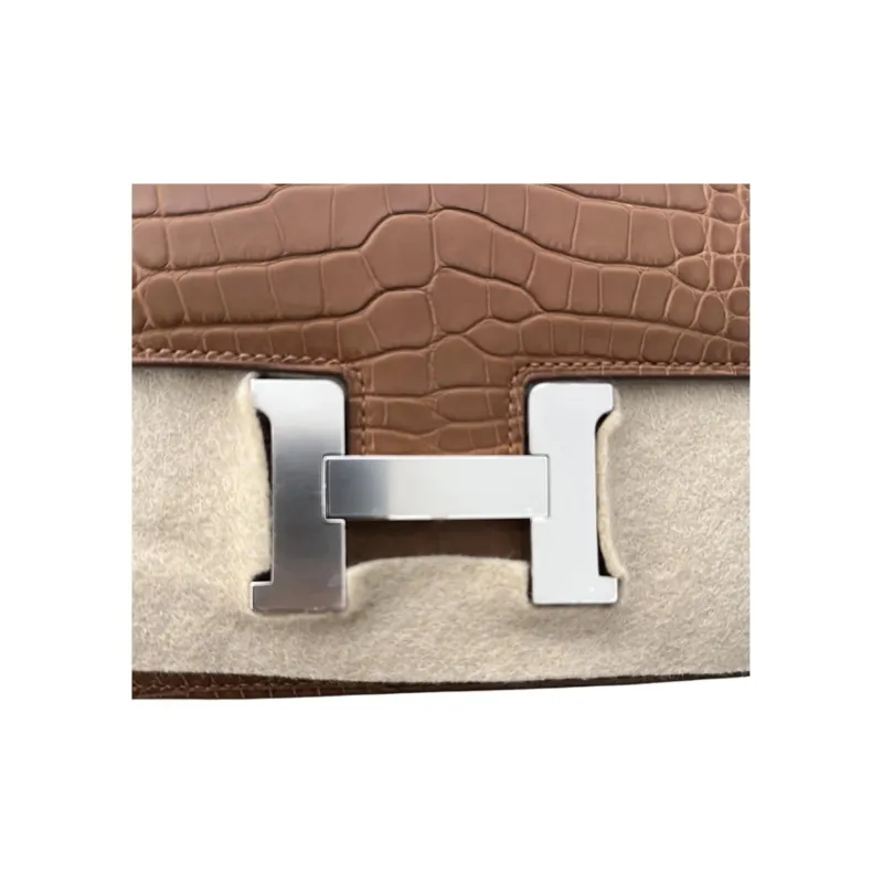 HERMES Constance Matte Crocodile Leather Shoulder Bag Crossbody Bag Women's 37 Gold Brown-2