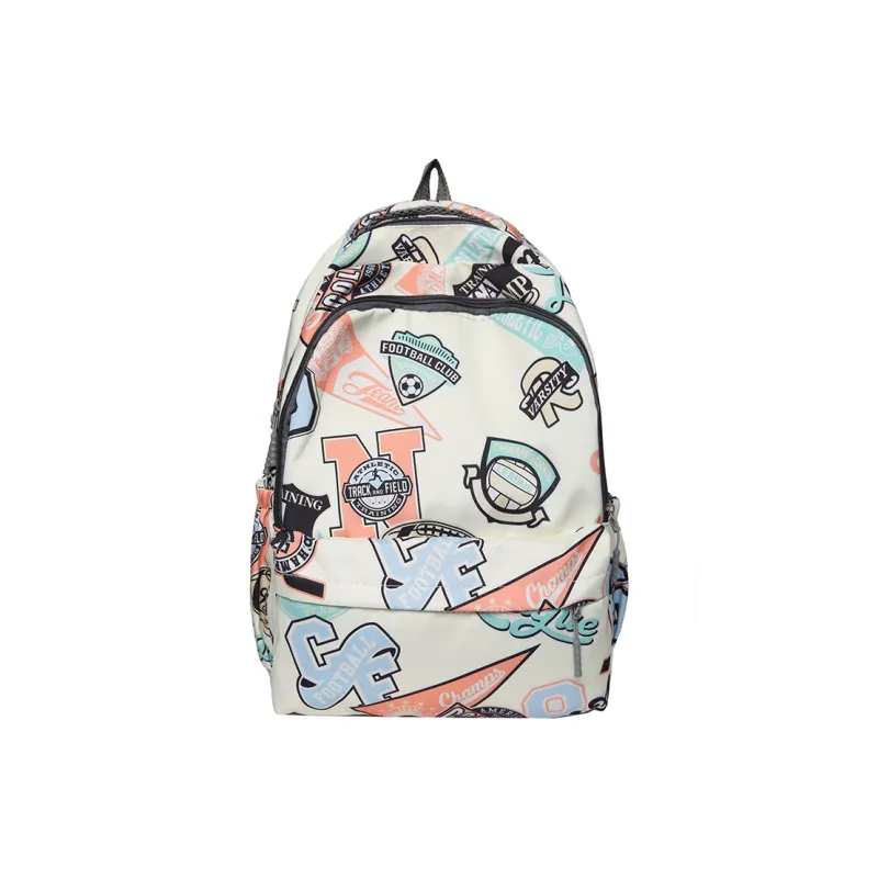 MOK Nylon Backpack Unisex Gray/Pink/Purple/Yellow/Green/Blue-3