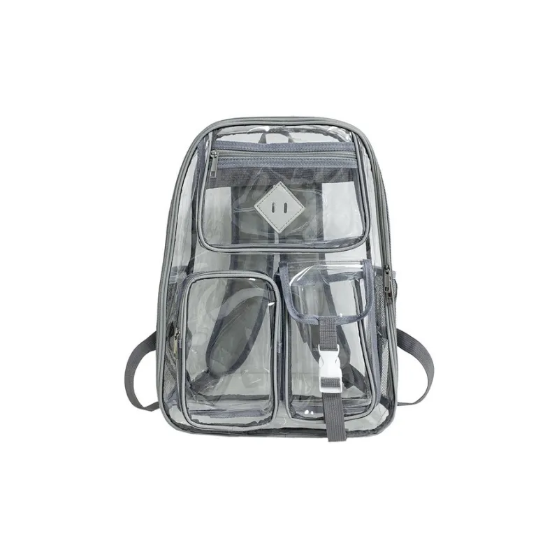 Bywhich PVC Backpack Regular Unisex Black Gray-11
