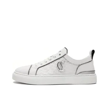 Cabbeen Lightweight And Breathable Low Top Trendy Casual Skateboard Shoes Men's White Silver