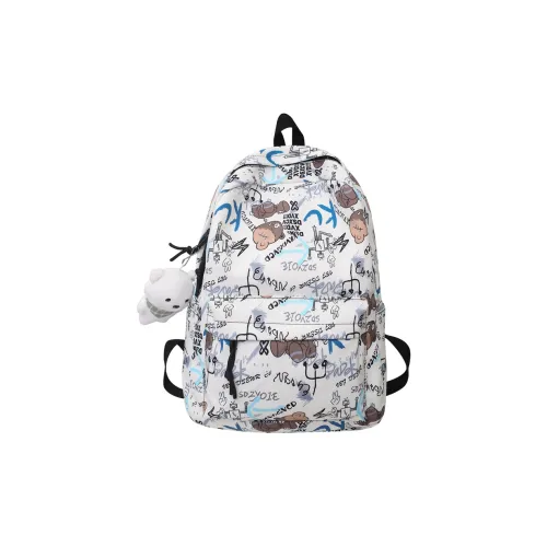 Villelon Nylon Backpack Unisex White/Black Gray/Black/Yellow/Purple