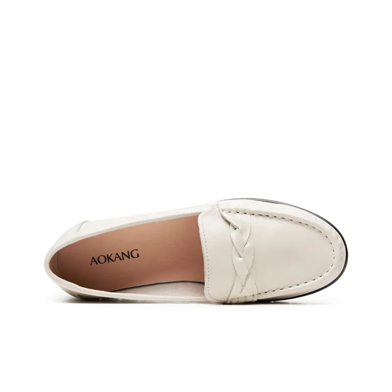 AOKANG Gommino Loafers Women's Ecru, Black-2