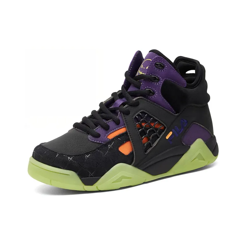 FILA FUSION Cage Vintage Basketball Shoes Women's Mid Top Black/Purple/Green-1