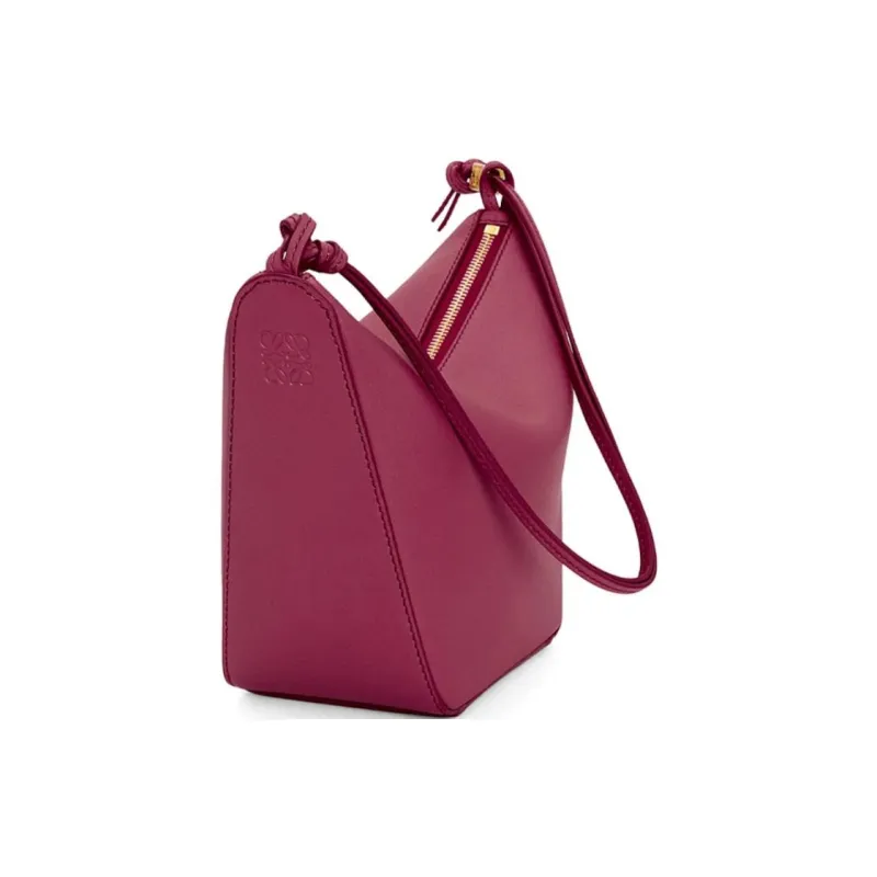 LOEWE Cow Leather Hobo Bag Handbag Shoulder Bag Women's Crimson-2
