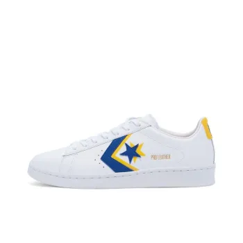 Converse Pro Leather Double Logo Low Top Slip-Resistant Low-Top Skateboard Shoes Unisex White Blue Yellow