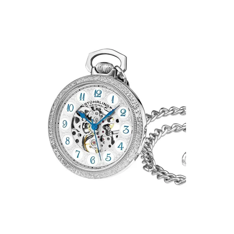 STUHRLING STUHRLING Transparent Caseback Stand Mechanical Movement Manual Mechanical Movement 48mm Unisex Silver Dial-6