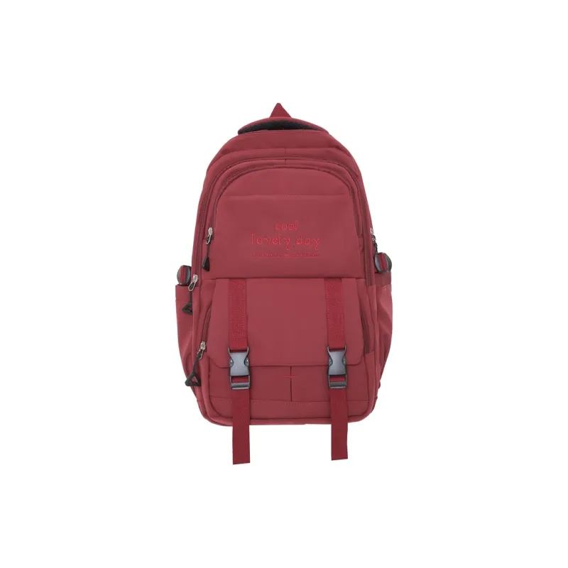 MOK Nylon Backpack Unisex Black/Watermelon Red/Burgundy/Green/Blue/Pink-3