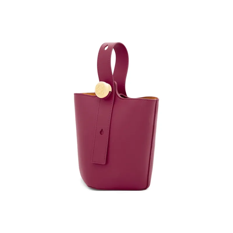 LOEWE Bucket Series Soft Cow Leather Bucket Bag, Shoulder Bag, Crossbody Bag, Handbag Mini Women's Crimson-2
