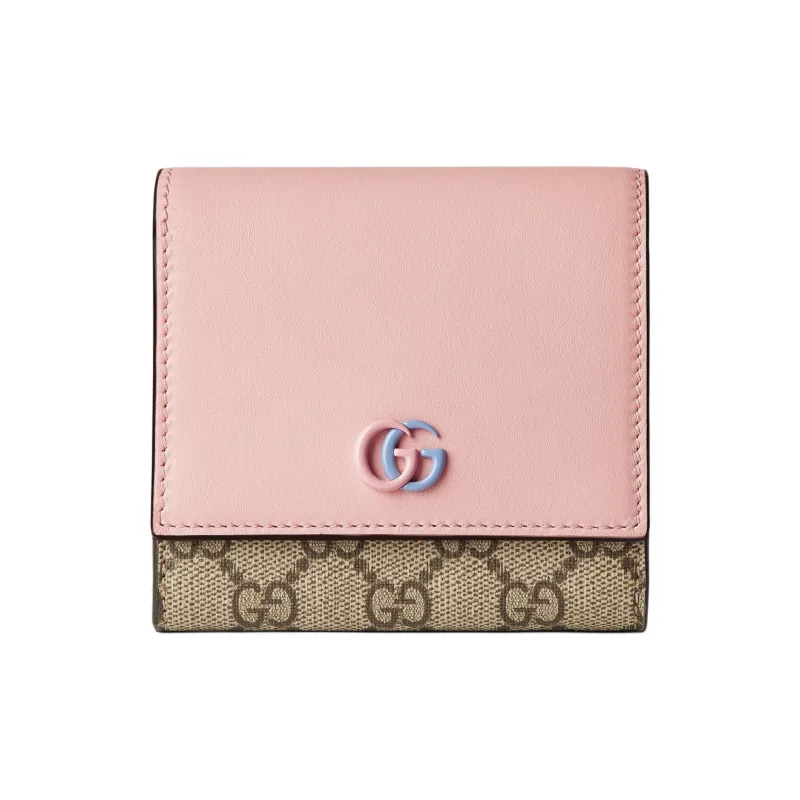 GUCCI Canvas With Leather Trim Wallet Women's Light Pink/Black Walnut-0