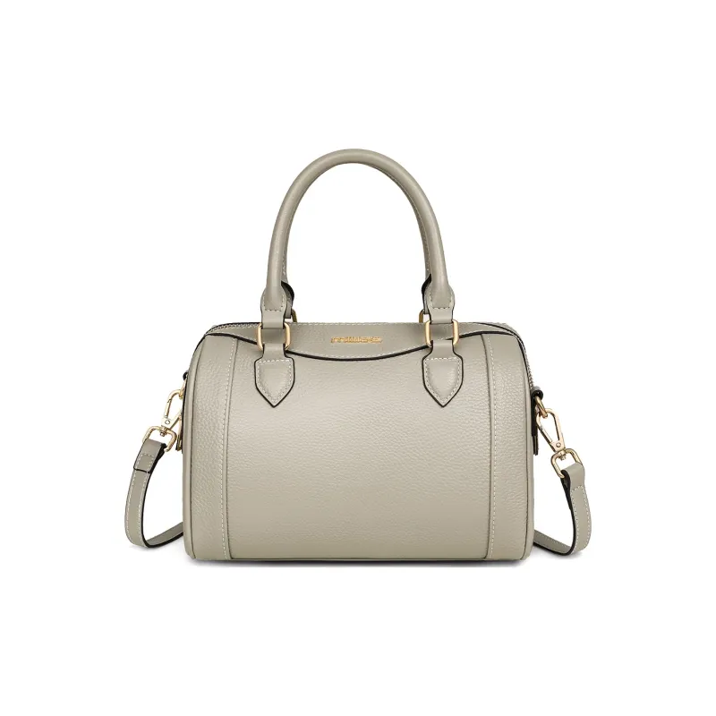 MILLIE'S Cow Leather With Synthetic Leather Handbag, Shoulder Bag, Boston Bag Regular Women's Black/Gray-13