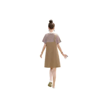 Cypress House Short Sleeved Dresses Women's Khaki/White Stripe