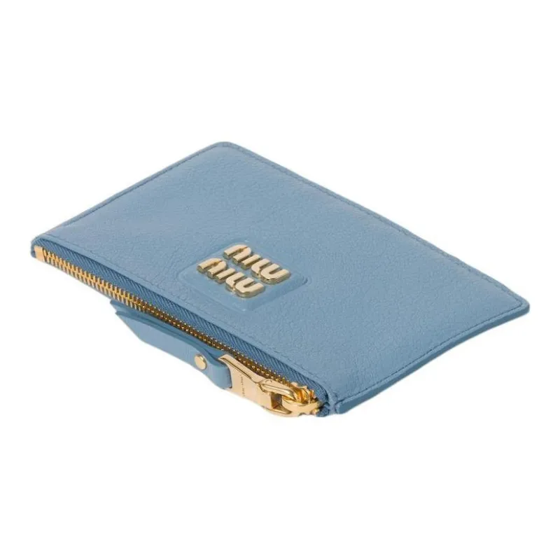 MIU MIU Leather Envelope Bag Wallet Women's Blue-2