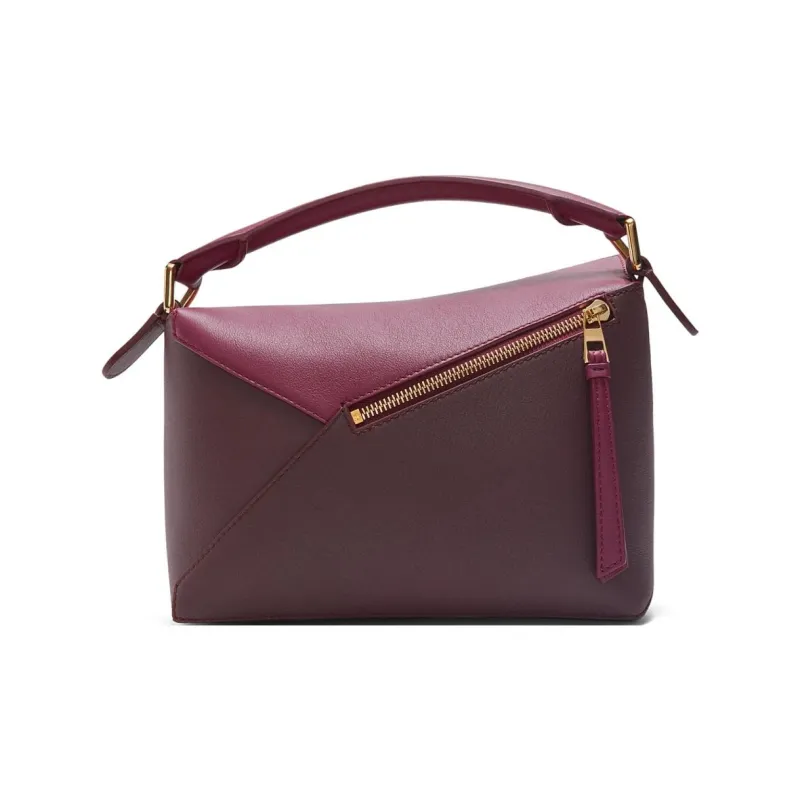 LOEWE Puzzle Cow Leather Handbag Small Size Women's Deep Red & Burgundy Red-5