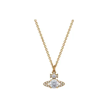 Vivienne Westwood ISMENE Brass, Faux Crystal Necklaces Unisex Gold