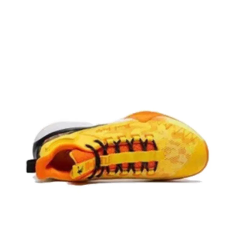 QIAODAN Cushioning Wear Resistant Mid Top Basketball Shoes Men's White Yellow-2