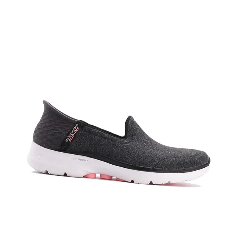 Skechers Go Walk 6 Hands Free Slip Ins Cushioned Slip Resistant Low Top Casual Shoes Women's Gray-1