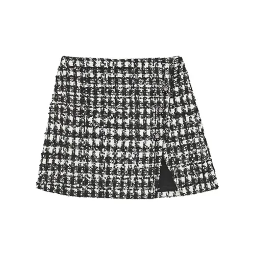 Self-portrait Casual Short Skirts Women's Black Check