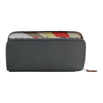 HERMES Evercolor Calfskin Wallet Women's Gray Mist/Beige/Marlfa/Purinol