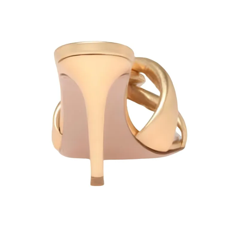 GIANVITO ROSSI Slide Slippers 8.5cm Women's Gold-4