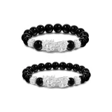 Silver Chinese Auspicious Animal Beaded Bracelet[1 Pair]