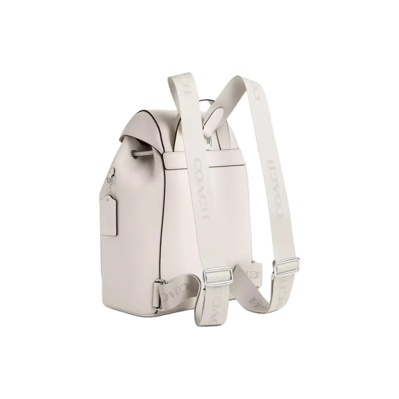 COACH Calfskin Backpack Large Size Women's Silver & White-1