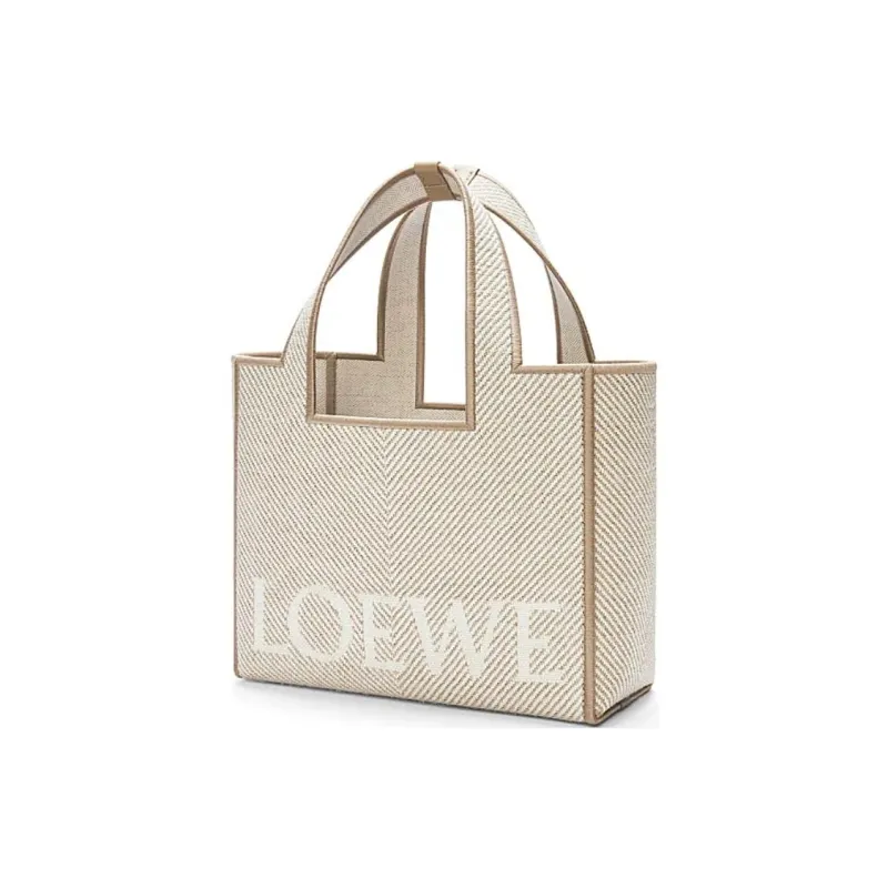 LOEWE Font Tote Canvas Canvas Bag Tote Bag Shopping Bag Handbag Small Size Women's Linen Original-2