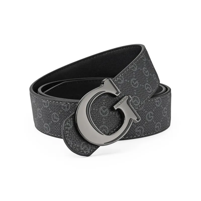 GOLDLION Business Casual Belt Plate Buckle Pants Belt Cow Leather Zinc Alloy Leather Belts Men's Width 3.45CM-2