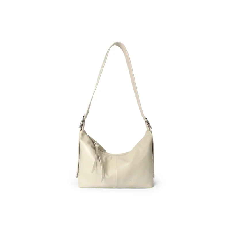 Abbott VINTAGE Cow Leather Shoulder Bag, Crossbody Bag Medium Size Women's Classic Black/Mother Of Pearl White-4