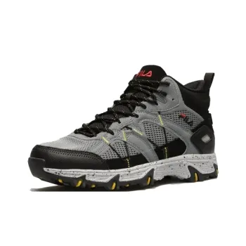 FILA Grand Tier Mid Cushioned Slip Resistant Abrasion Resistant Breathable Mid Top Outdoor Shoes Men's Black Gray