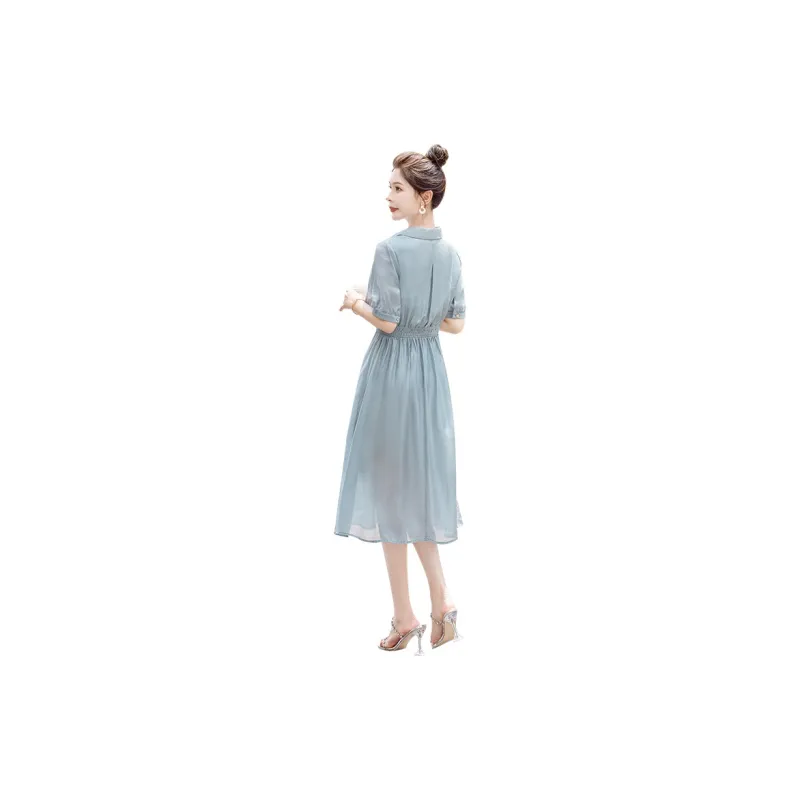 Cypress House Short Sleeved Dress Women's Light Blue-1
