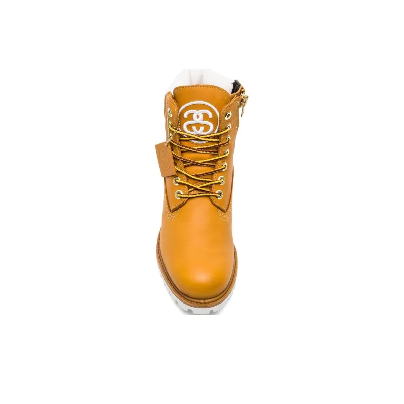 Stussy x Timberland 6 Inch Zip Boot Anti-Slip Wear-Resistant High-Top Trekking Shoes Men's Wheat-3