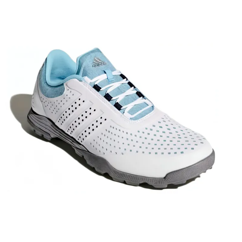 Adidas Adipure Anti-Slip Wear-Resistant Low-Top Golf Shoes Women's White Blue-2