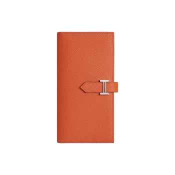HERMES Bearn Epsom Leather Wallet Women's Clay And Orange