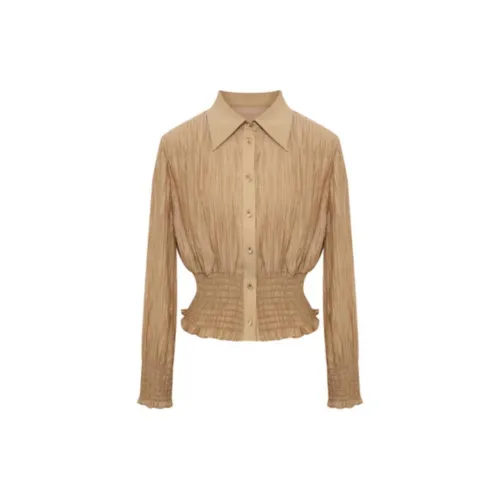 BBLLUUEE Shirts Women's Elegant Camel