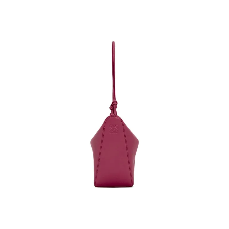 LOEWE Cow Leather Hobo Bag Handbag Shoulder Bag Women's Crimson-4