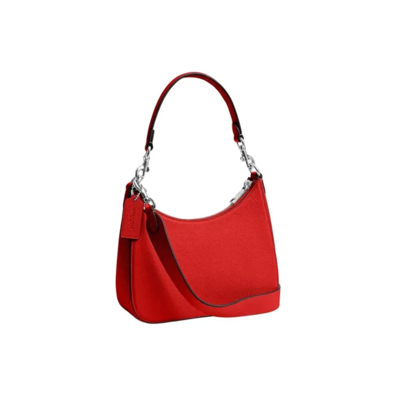 COACH Hobo Leather Paneled Canvas Shoulder Bag Crossbody Bag Handbag Medium Size Men's Sports Red-1