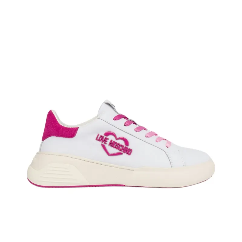 MOSCHINO Star Love Low-Top Casual Shoes For Everyday Life Women's White Pink-1