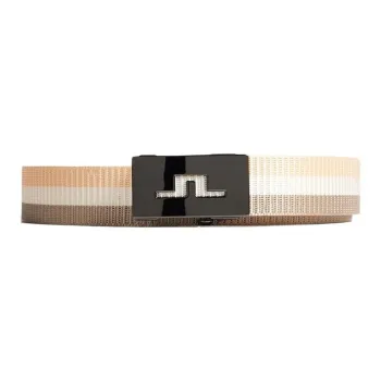 J.Lindeberg Stripes Decoration Nylon Belt Men's Brown Width 3.5CM