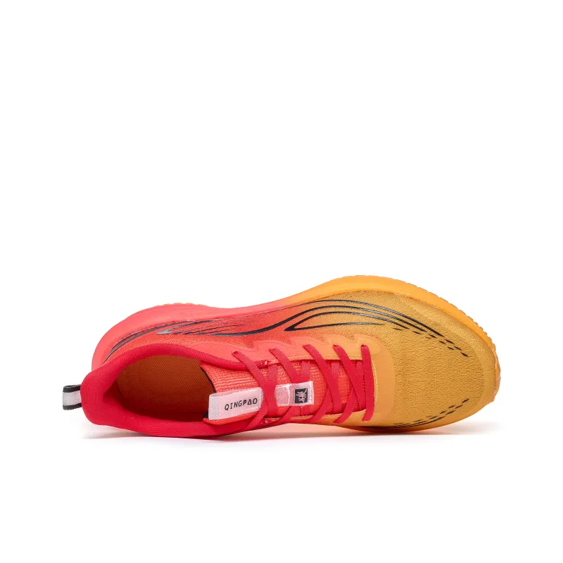 Qing Pao Low Top Running Shoes Men's Red Yellow-3