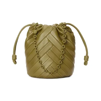 LOEWE Soft Nappa Sheep Leather Bucket Bag, Handbag, Shoulder Bag Women's Olive