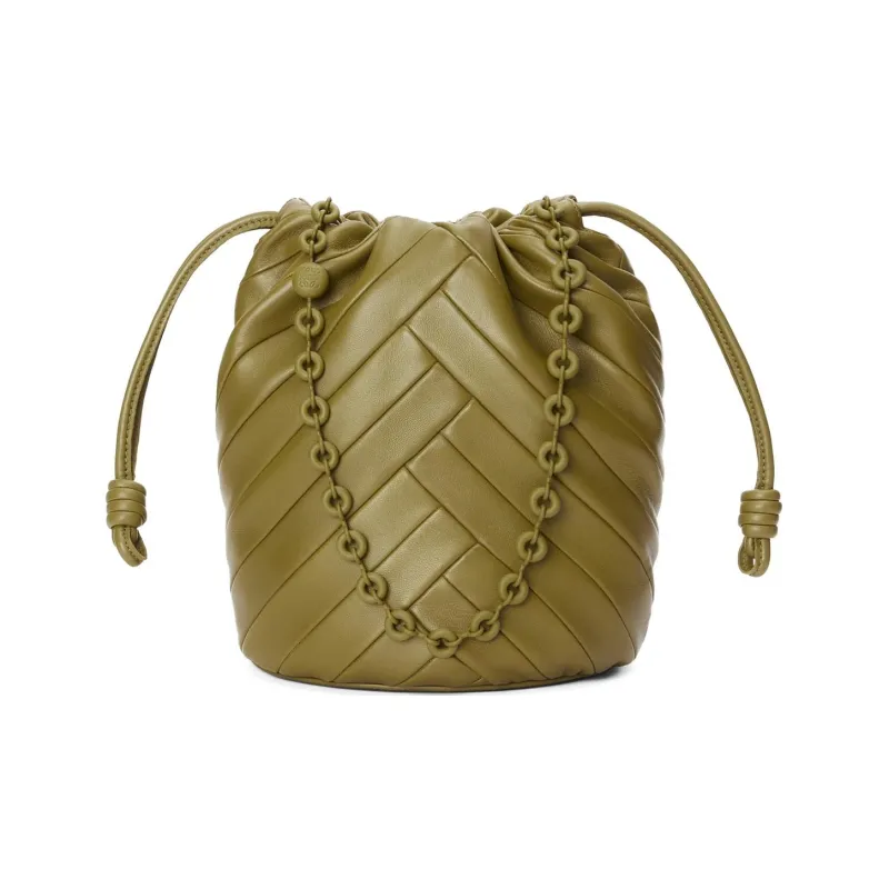 LOEWE Soft Nappa Sheep Leather Bucket Bag, Handbag, Shoulder Bag Women's Olive-0