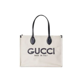 GUCCI Cotton-Linen Blend Blend Canvas Canvas Bag Tote Bag Shopping Bag Shoulder Bag Handbag Regular Women's Beige